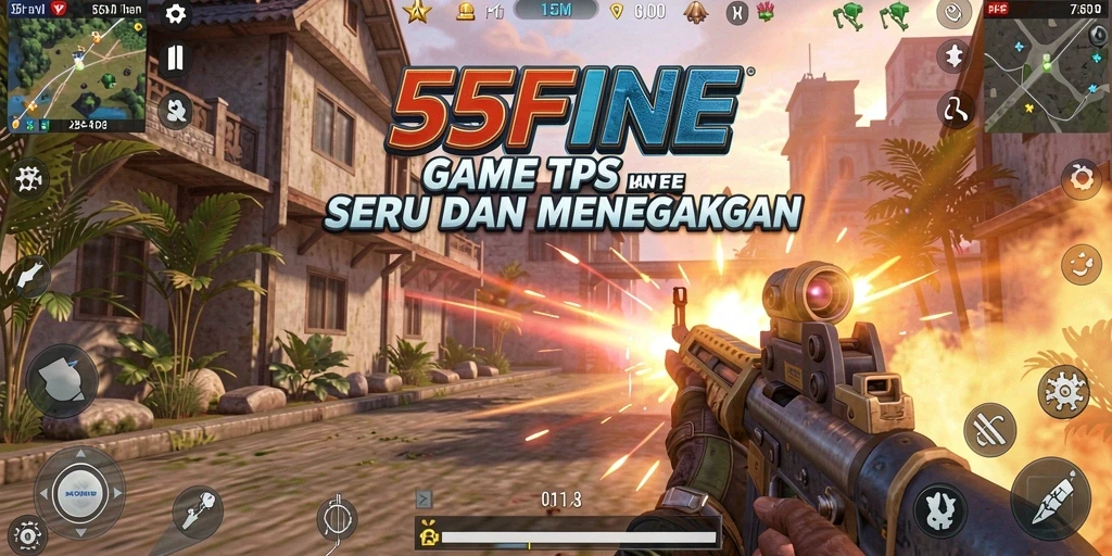 Tampilan gameplay 55FIVE yang mendebarkan di pertempuran TPS.