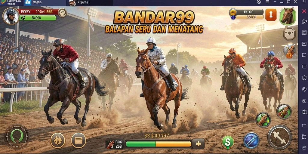 Tampilan gameplay BANDAR99 saat balapan seru di lintasan.