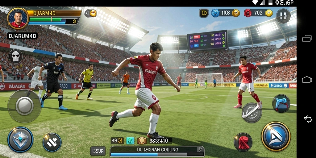 Screenshot gameplay DJARUM4D dengan aksi seru di lapangan olahraga.
