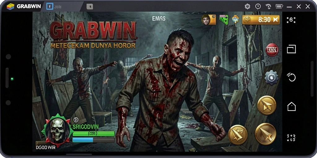Gameplay menakutkan di dunia horor GRABWIN.