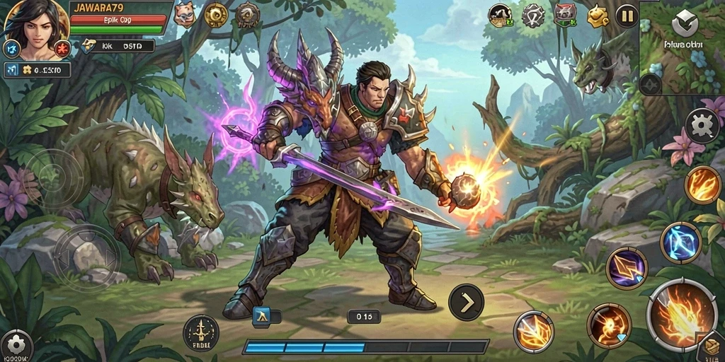 Tampilan gameplay epik JAWARA79 dalam dunia RPG yang memikat.