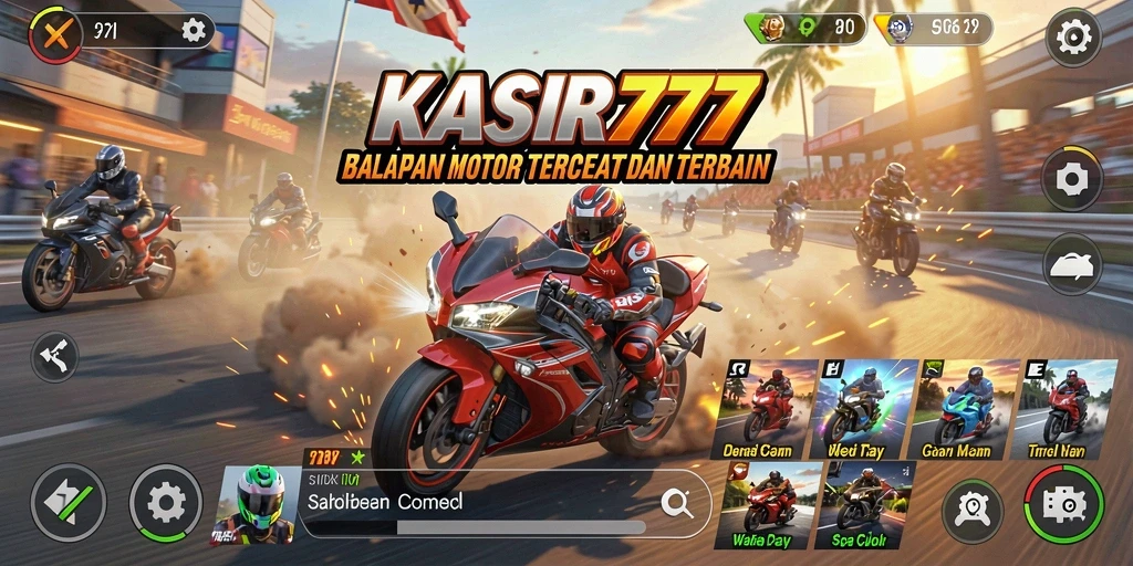 Tangkapan layar KASIR777 menampilkan balapan motor yang mendebarkan dan grafis yang menakjubkan.