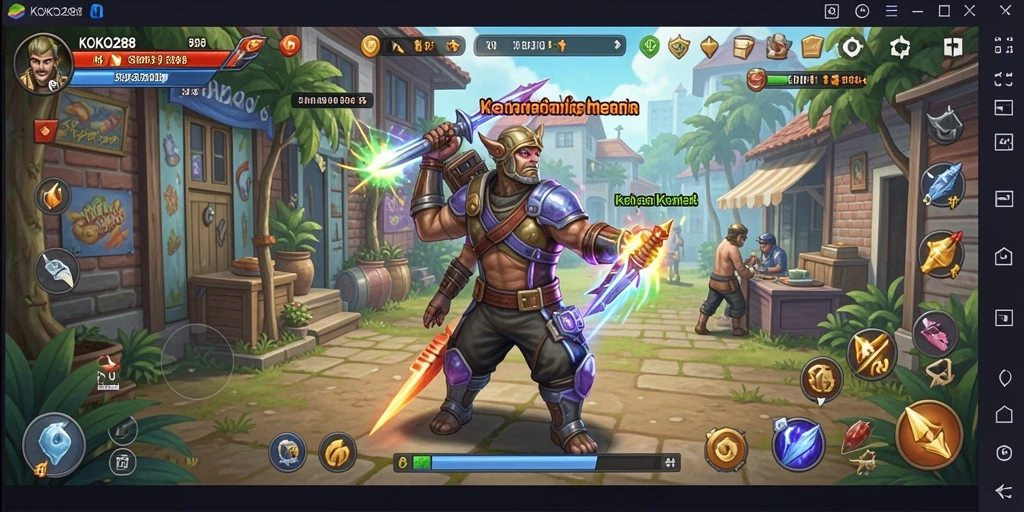 Screenshot gameplay KOKO288 yang menampilkan interaksi karakter.