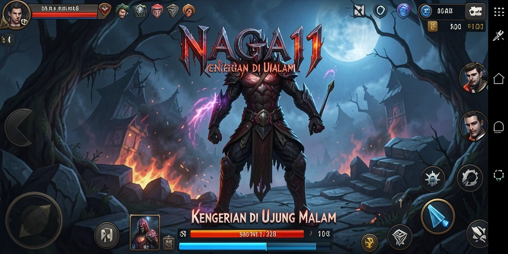 Screenshot gameplay NAGA11 dengan suasana mencekam dan horror.