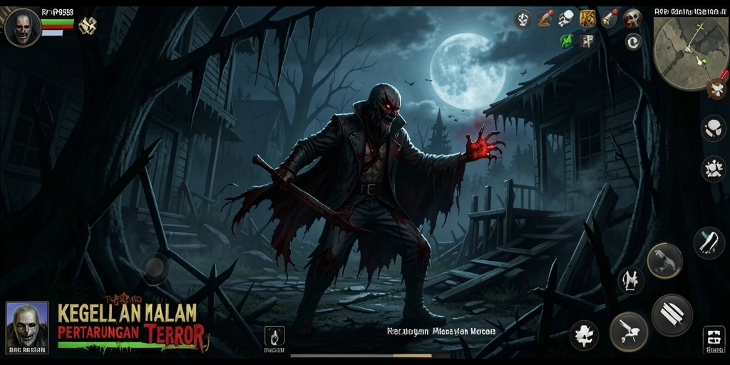 Screenshot gameplay RP888 menampilkan suasana mencekam dan penuh ketegangan.