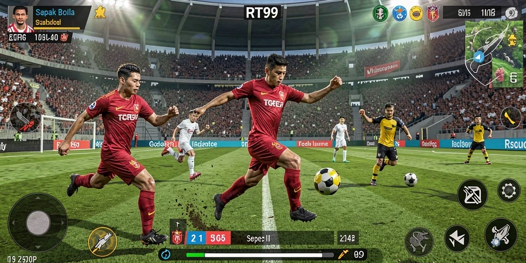Tampilkan aksi mendebarkan dalam permainan sepak bola RT99.