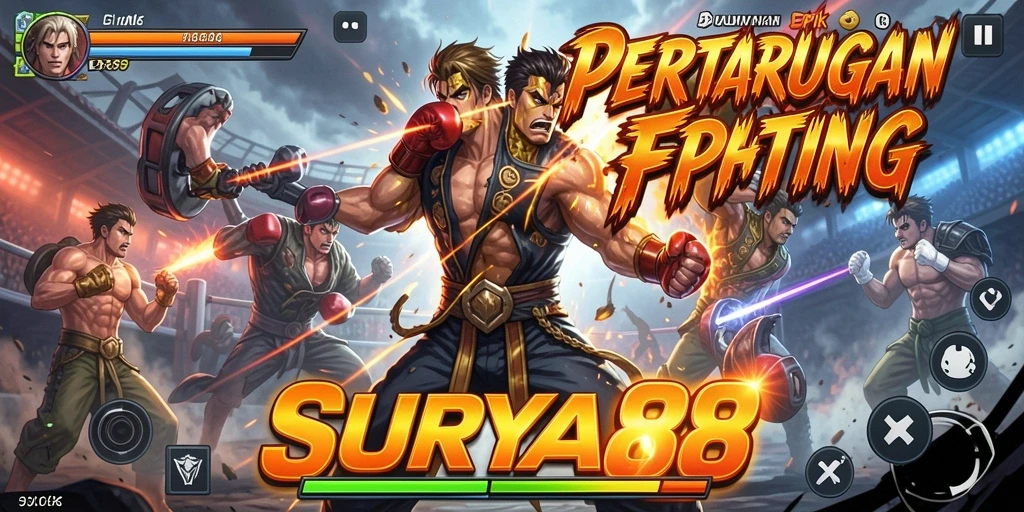 Tampilan pertarungan yang mendebarkan di SURYA88 dengan karakter beragam.
