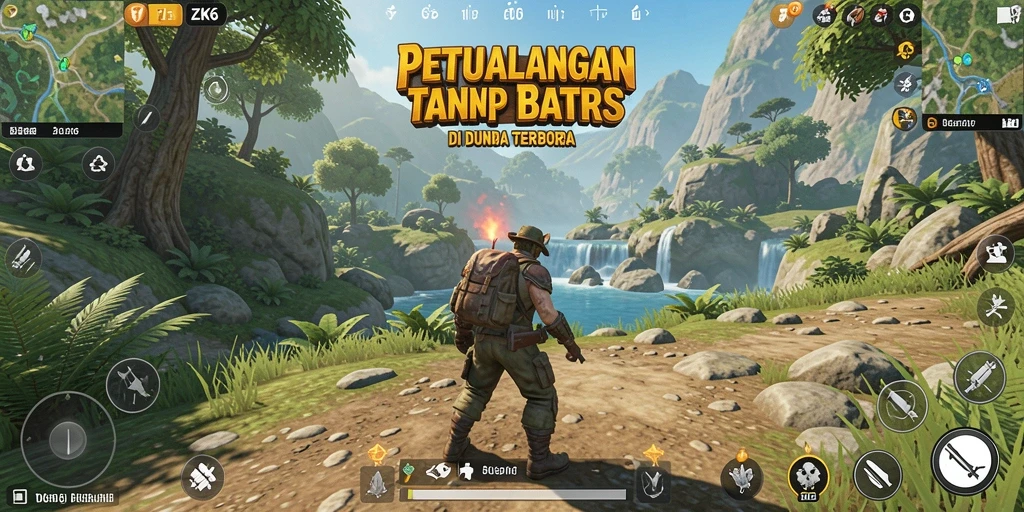 Tangkapan layar ZK6 yang menampilkan petualangan seru di dunia terbuka.