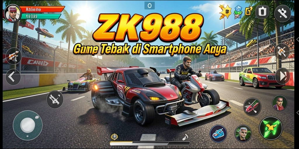Screenshot gameplay ZK988 dengan grafik balap yang menakjubkan.